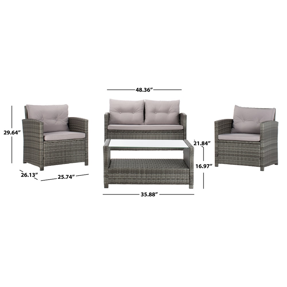 SAFAVIEH Outdoor Vellor 4 Piece Conversation Patio Set.