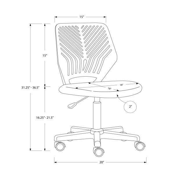 Office Chair， Adjustable Height， Swivel， Ergonomic， Computer Desk， Work， Juvenile， White Mesh， Black Metal， Contemporary， Modern