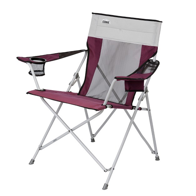 Core Portable Heavy duty Folding Chair With Cooling Mesh Back And Carrying Storage Bag For Outdoor Sporting Events Or Camping Trips Wine 2 Pack