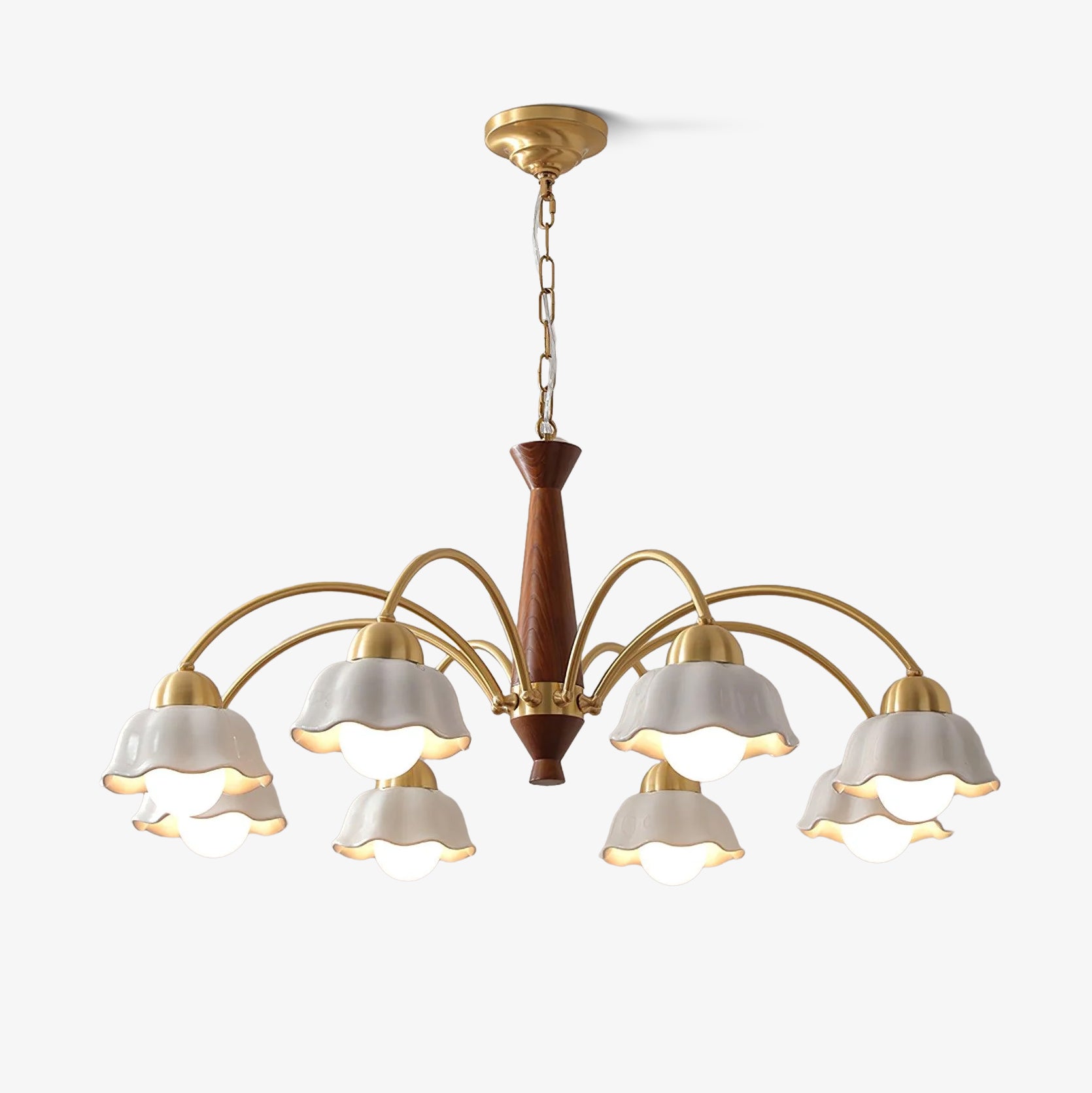 Swedish Modern Brass Chandelier