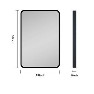 24 in. W x 30 in. H Small Black Metal Frame Wall mount or Recessed Bathroom Medicine Cabinet with Mirror MEDICCABIN5