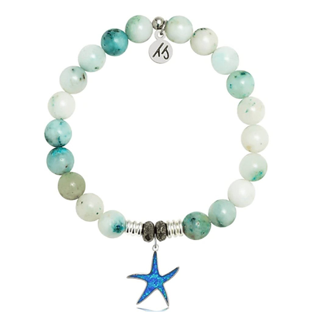 T. Jazelle  Caribbean Quartzite Stone Bracelet with Star of the Sea Sterling Silver Charm