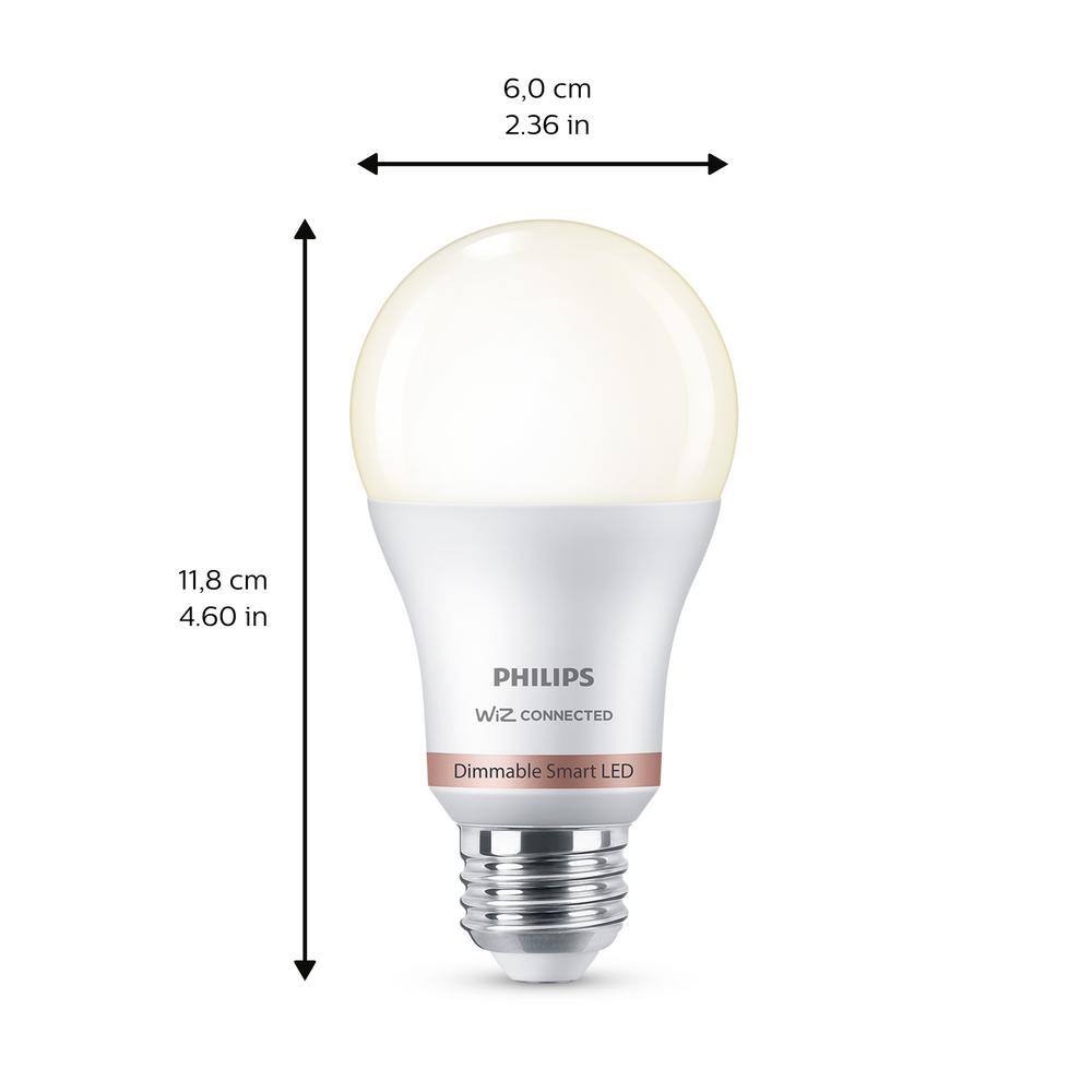 Philips 60-Watt Equivalent A19 LED Soft White (2700K) Smart Wi-Fi Light Bulb powered by WiZ with Bluetooth (1-Pack) 562561