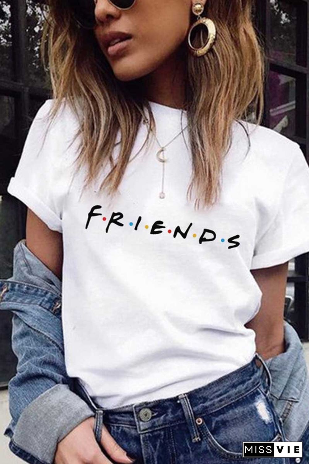 colorful letters print T-shirt