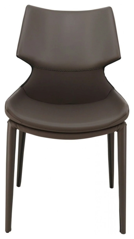 Saria Contemporary Gray Eco  Leather Dining Chair  Set of 2   Midcentury   Dining Chairs   by V.S.D Furniture  Houzz