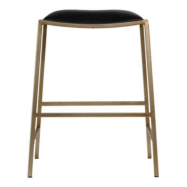 Hardi Counterstool Gold Metal Frame with Wide Black Seat， 25.5