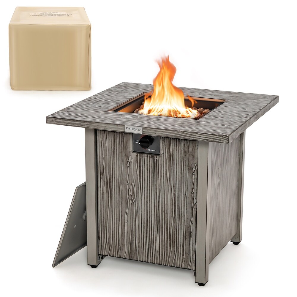 28'' Patio Square Fire Pit Table 40 000 BTU Propane Gas Table with Lid