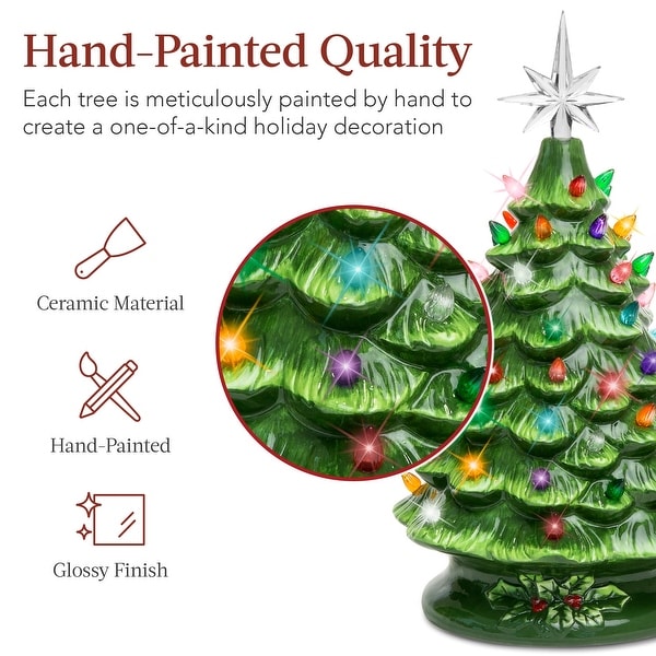 PreLit Ceramic Tabletop Christmas Tree with Lights