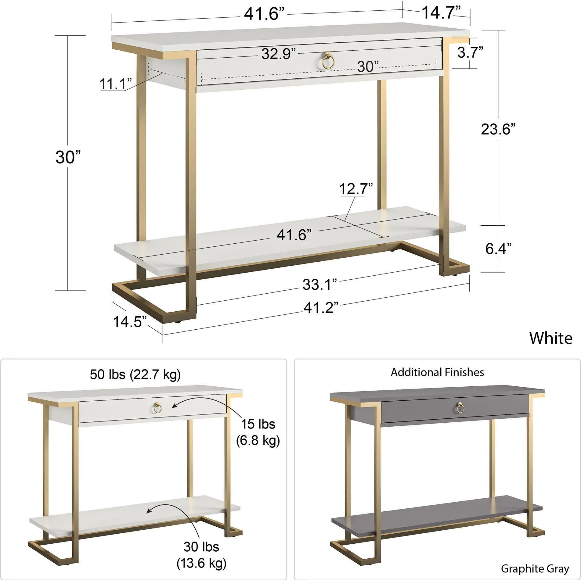 Camila White Console Table