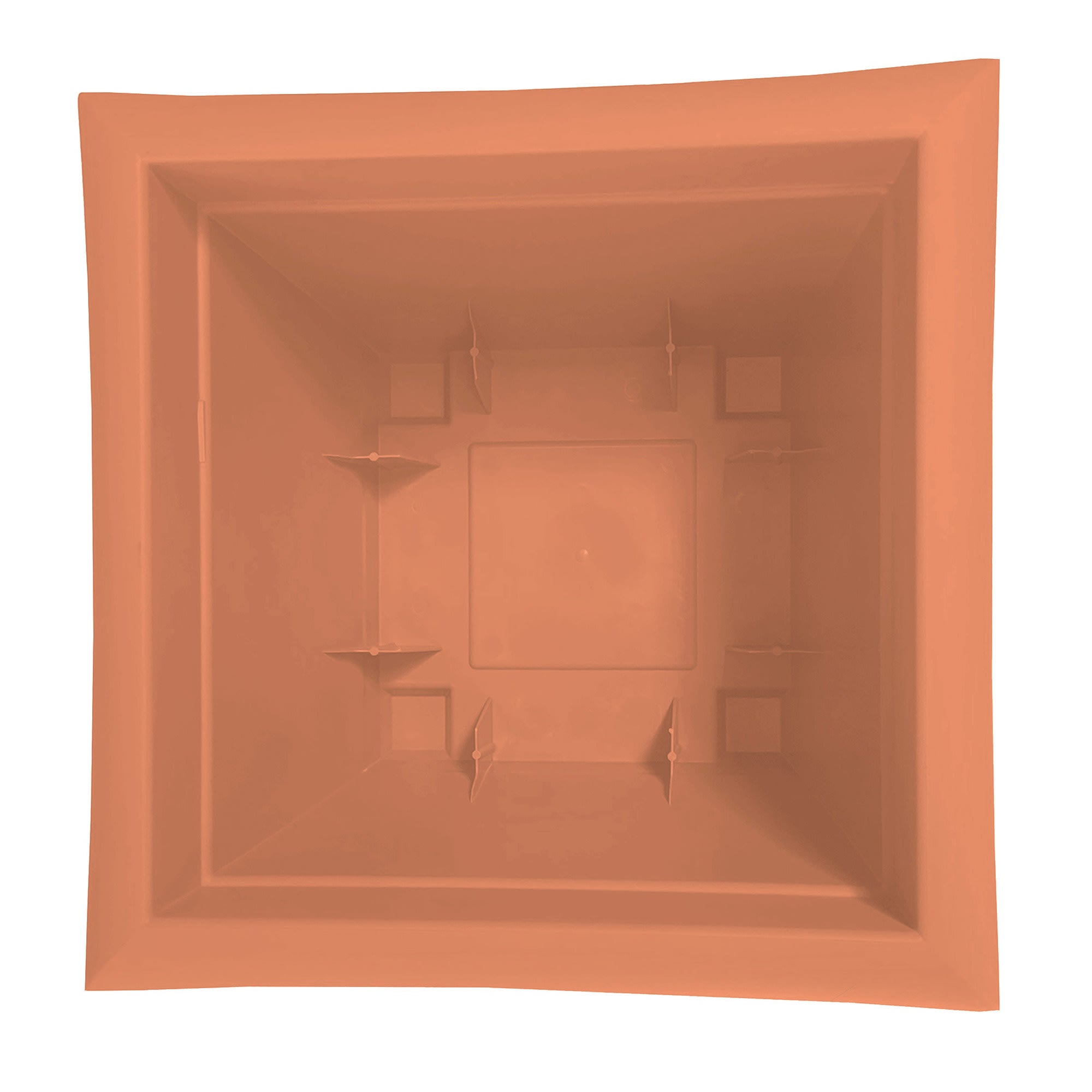 Bloem Dayton Square Post-Consumer Plastic Planter: 15" Coral Orange