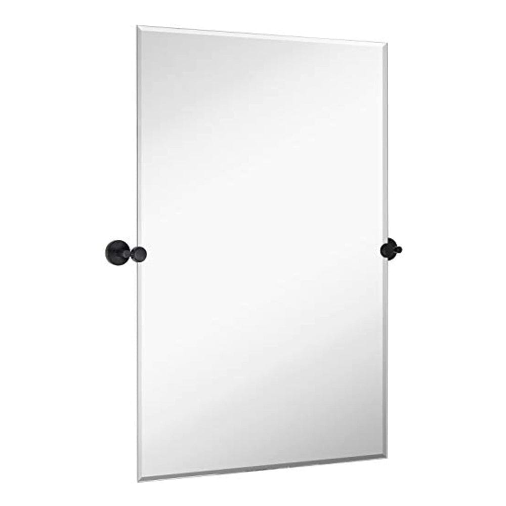 Large Tilting Pivot Rectangle Mirror with Matte Black Wall Anchors 24