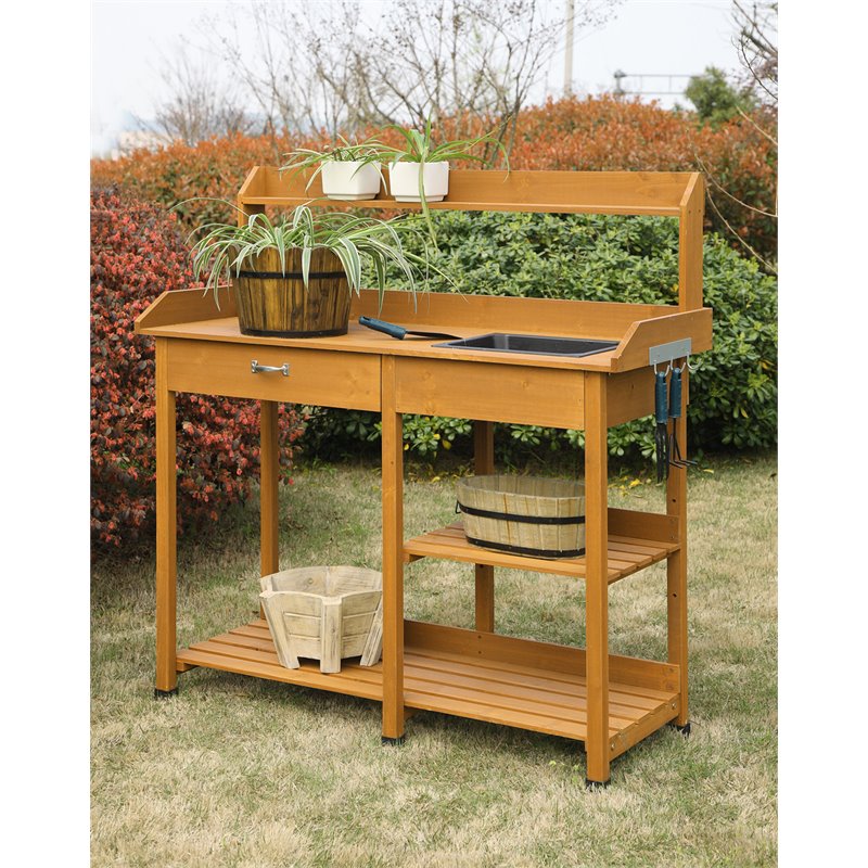 Deluxe Potting Bench, Light Oak