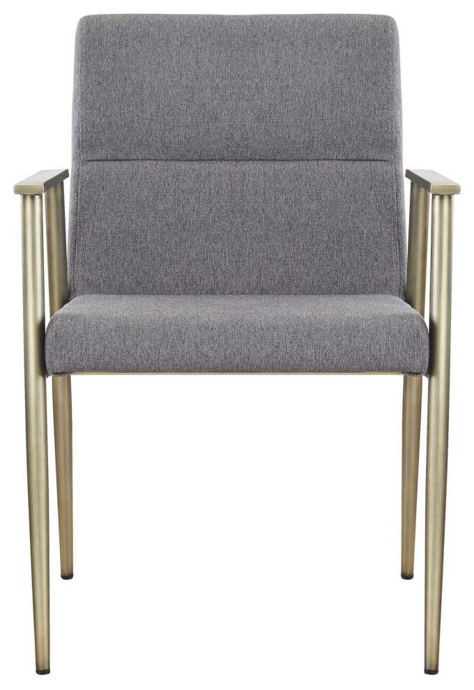 Benzara BM277336 Cid 24 quotDining Chair Armrest  Fabric Cushion Seat  Metal  Gray   Midcentury   Dining Chairs   by Uber Bazaar  Houzz