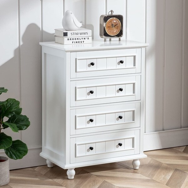 White 4 Drawer Dresser Tall Buffet Cabinet Bar Storage Cabinet for Dinning Room and Living Room - as picture - - 37668879