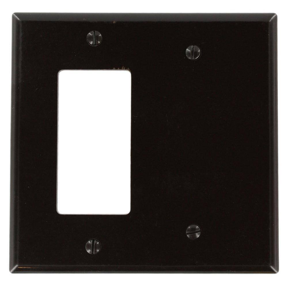 Leviton Brown 2-Gang 1-Toggle1-Blank Wall Plate (1-Pack) 80608