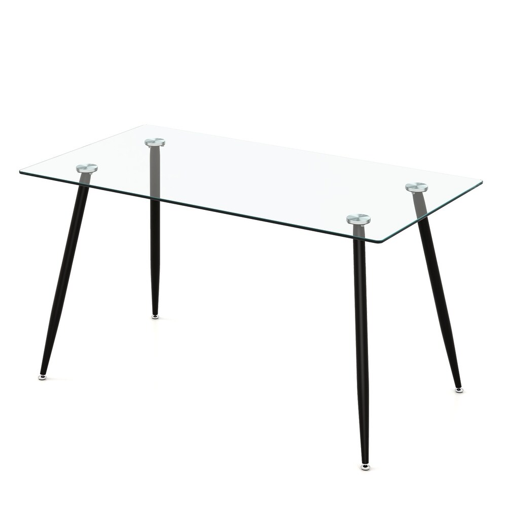 Modern Glass Rectangular Dining Table with Metal Legs   51\