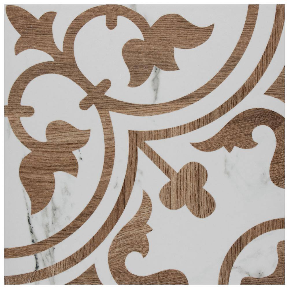 Merola Tile Llama Arte Loire Noce 9-34 in. x 9-34 in. Porcelain Floor and Wall Tile (10.88 sq. ft.Case) FCD10ALN