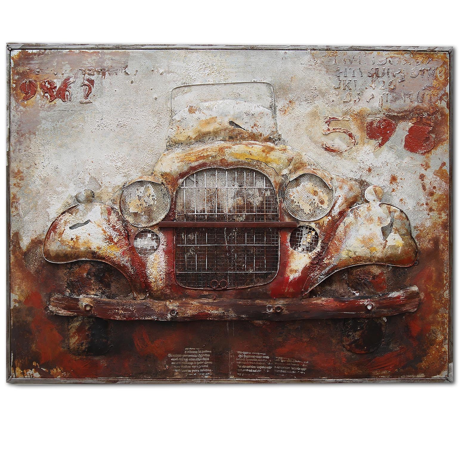 Old Car Handcrafted Metal Art Painting 120X90 Cm Soap015