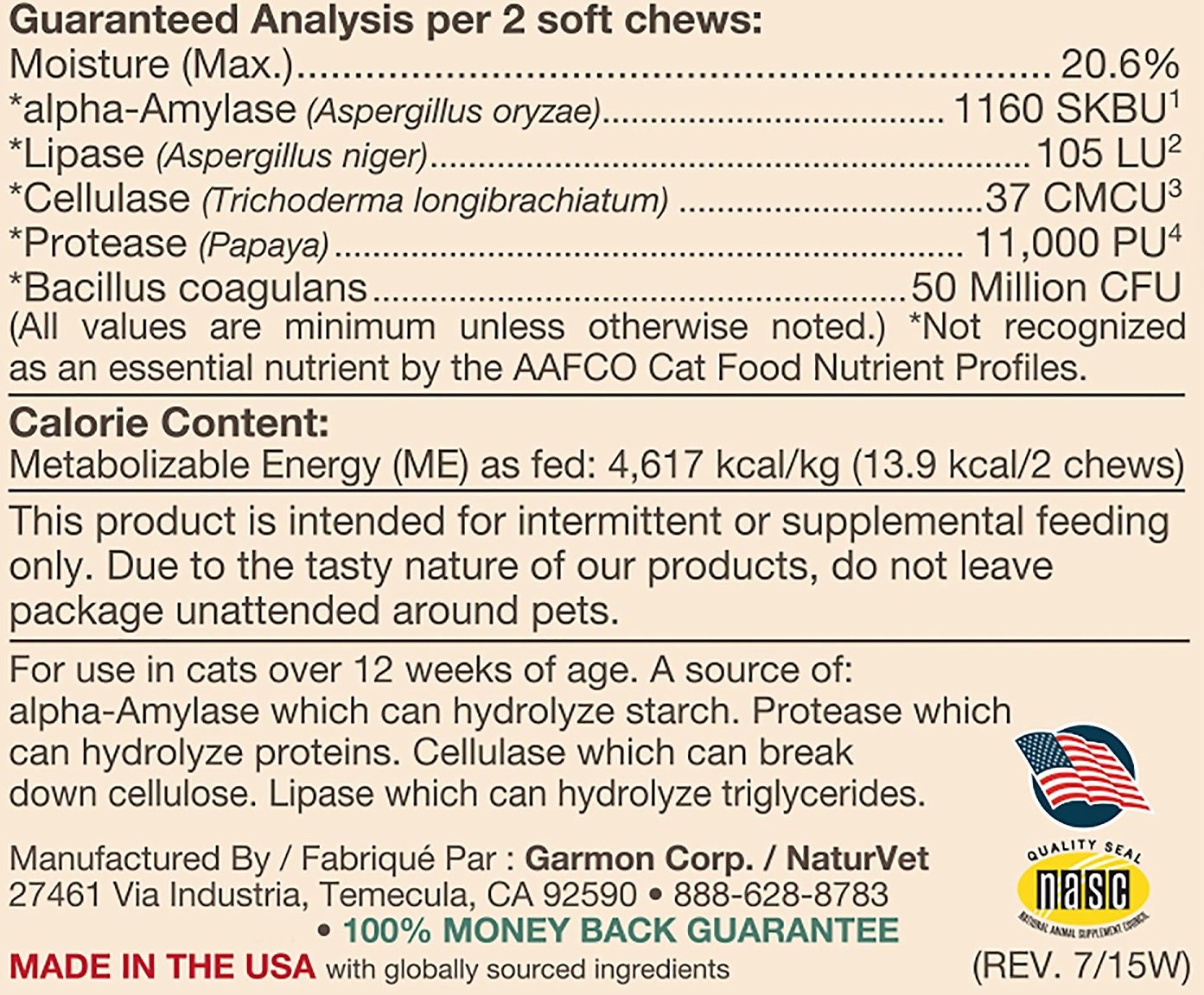 NaturVet Digestive Enzymes Plus Probiotics Cat Soft Chews andndash; Pet Empire and Supplies