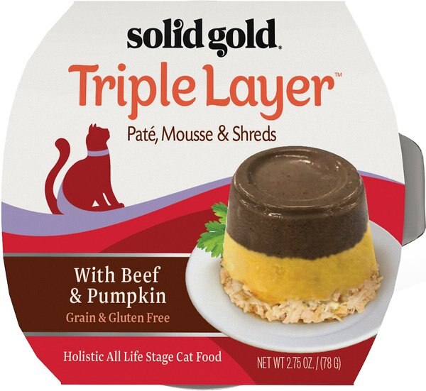 Solid Gold Triple Layer Mousse and Shreds with Real Beef and Pumpkin Wet Cat Food