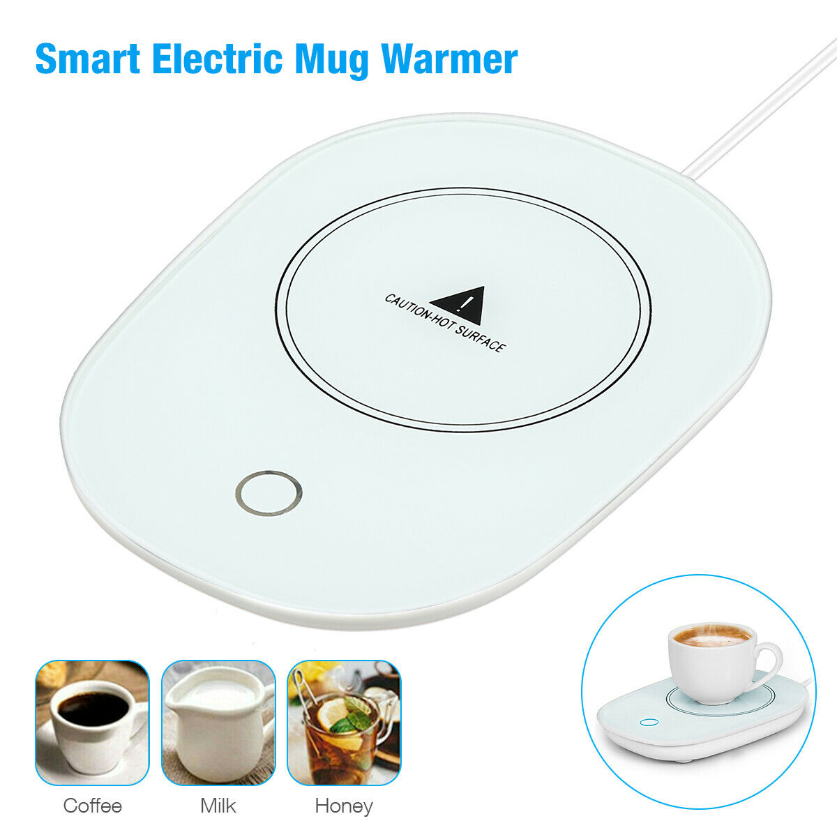 Smart Electric Coffee Cup Mug Heater Pad Auto Warmer Tea Milk Drink Shut Off