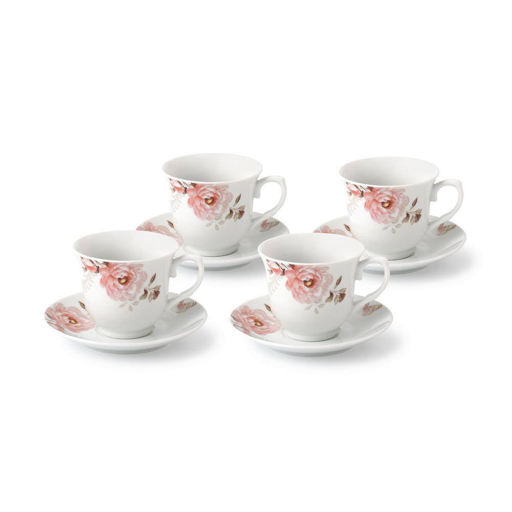 Lorren Home Trends Porcelain TeaCoffee Set-Service for 4 Pink Floral and Butterfly Design Sophie-4