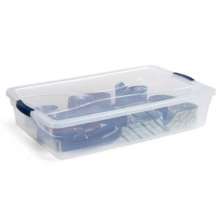 Rubbermaid 41 qt. Cleverstore Latching Stackable Storage Tote Clear (4-Pack) RMCC410008