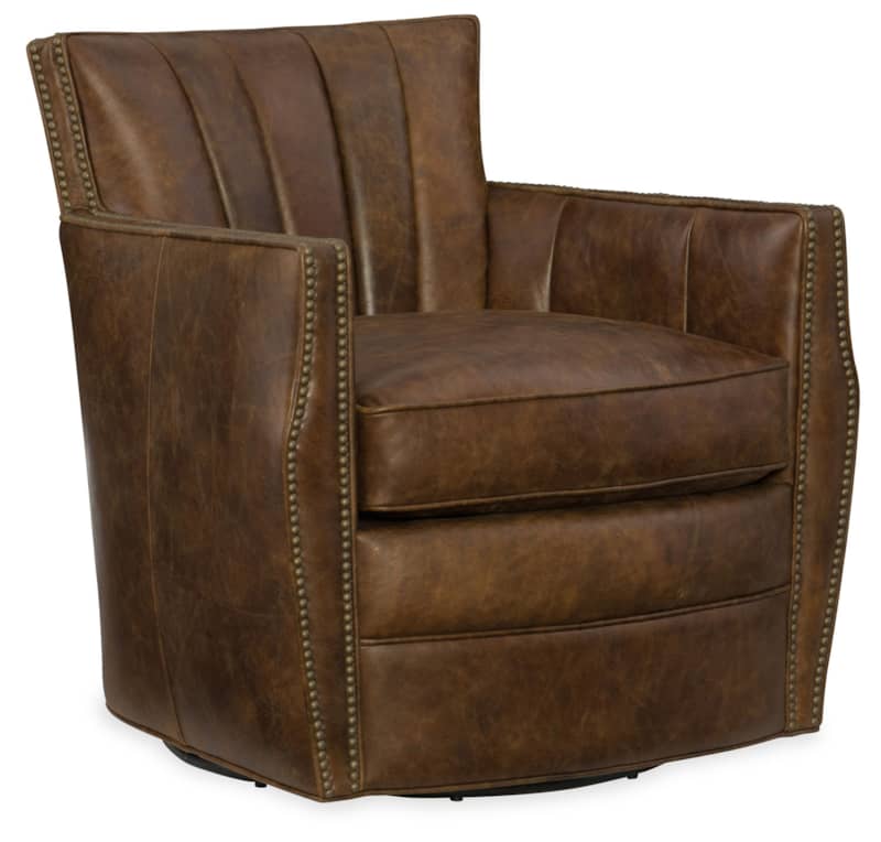 Hooker Furniture CC Collection Carson Swivel Dark Brown Leather Club Chair