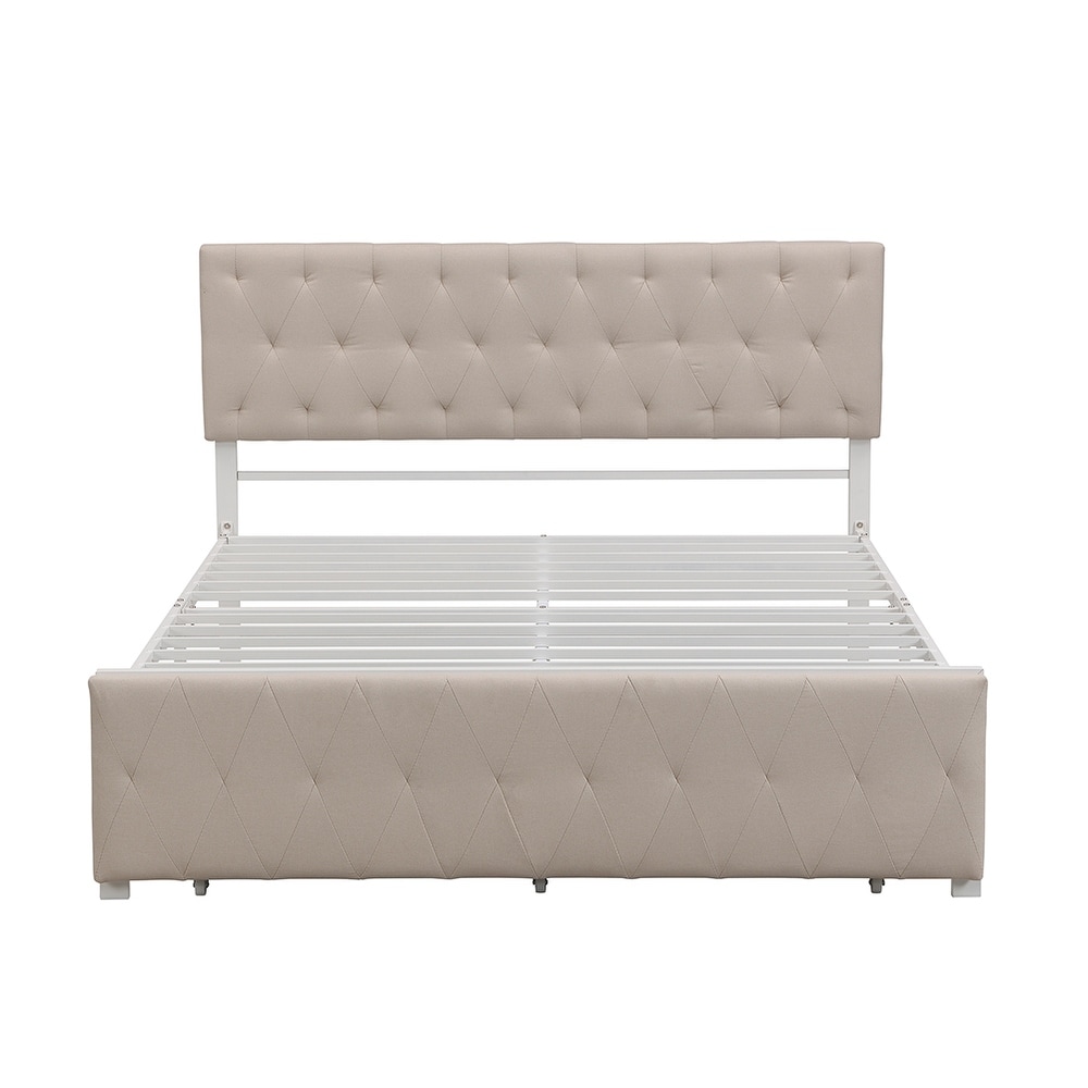 Elegant Design Metal Storage Platform Bed with a Big Drawer