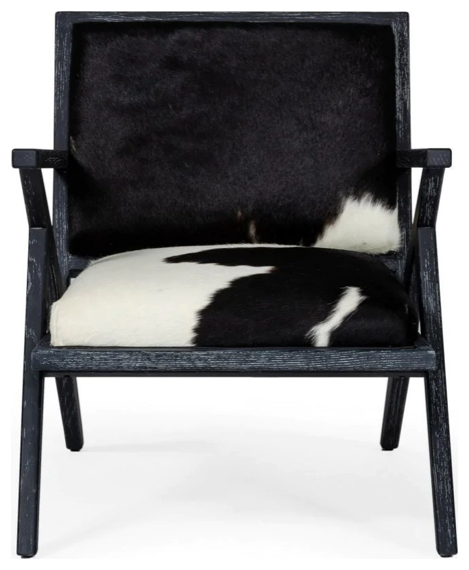 Nathan Glam Black and White Cowhide Accent Chair   Midcentury   Armchairs And Accent Chairs   by Rustic Home Furniture Deco  Houzz