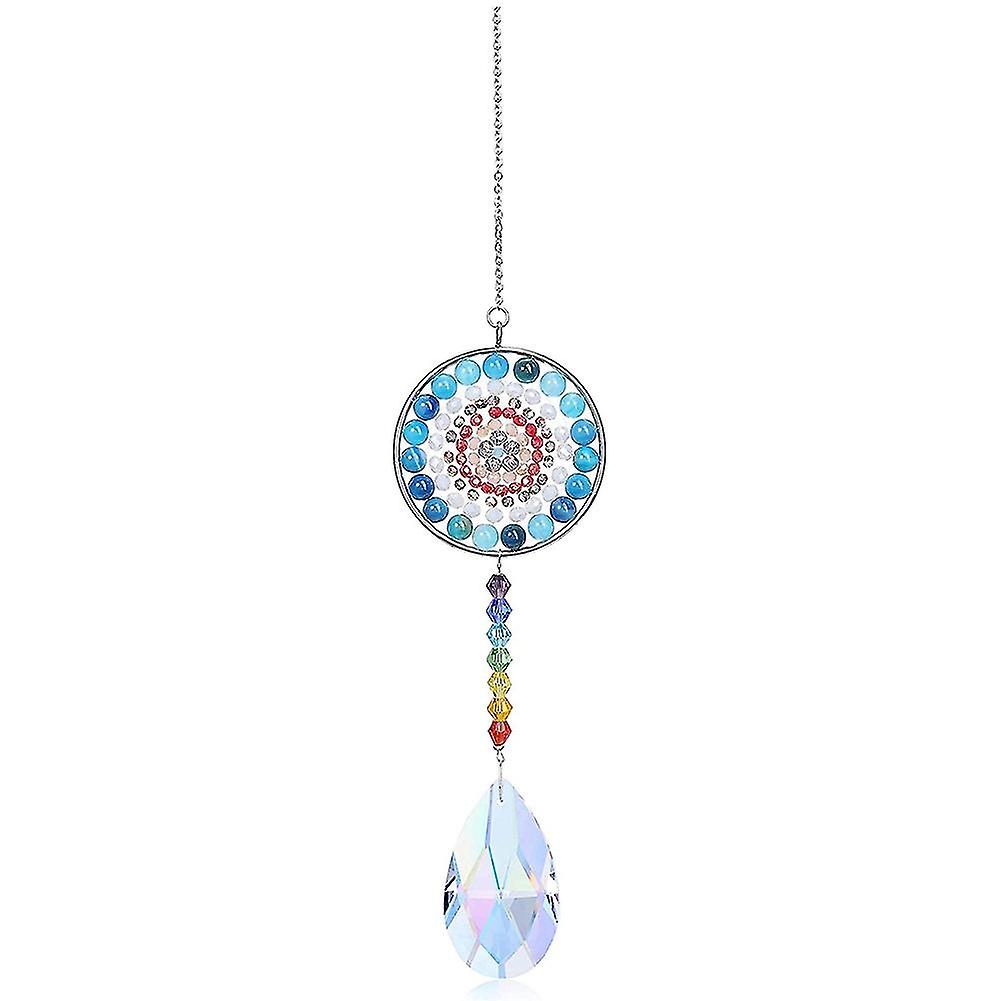 7 Chakra Crystal Suncatcher Round Crystals Bead Pendant Hanging，c