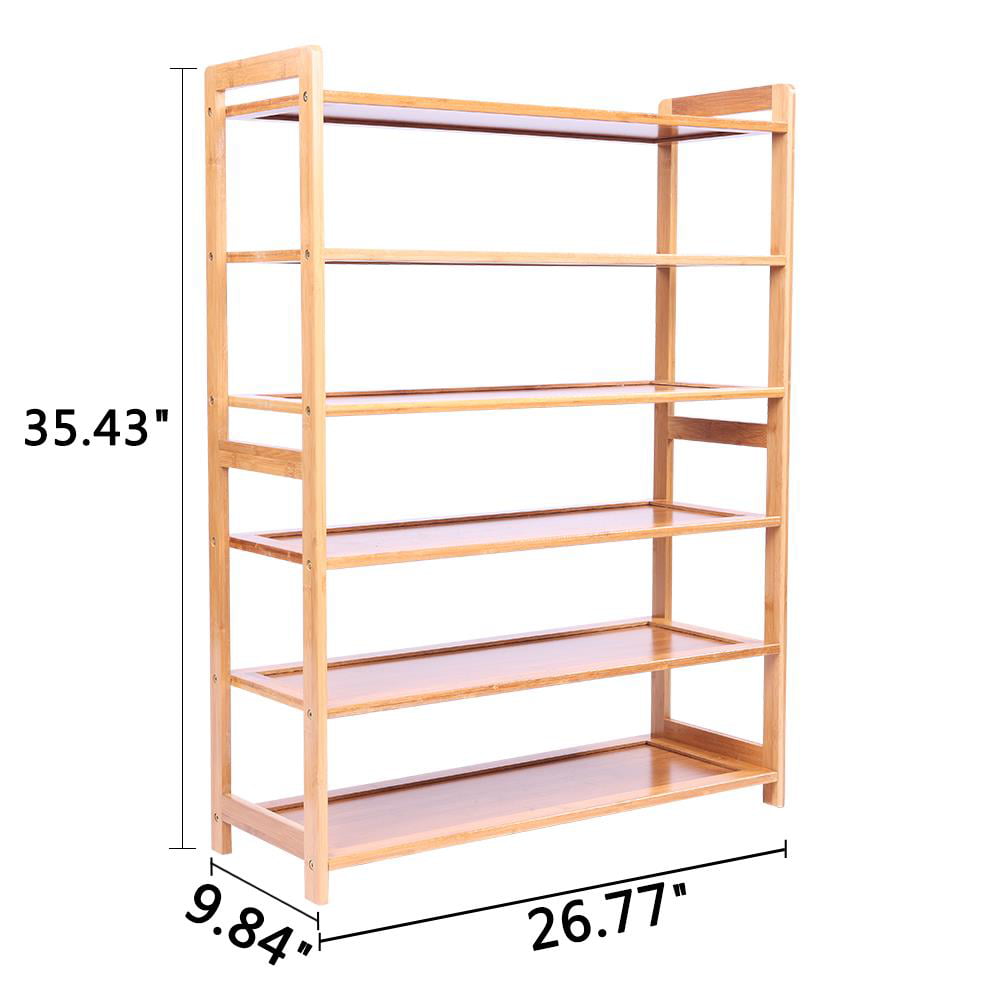 Zimtown Bamboo Wood 6-Tier Shoe Rack Pairs Entryway Shoe Shelf Tower Shoe Storage Organizer for Closet Hallway Living Room Bedroom Dorm Natural