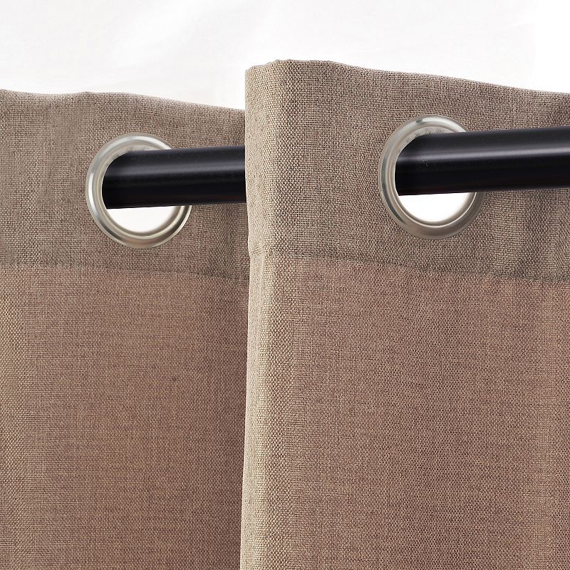 SUPERIOR Faux Linen Insulated Thermal Blackout Set of 2 Window Curtain Panels