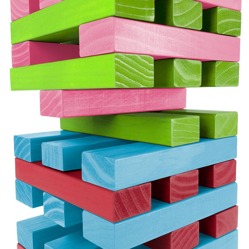 Hey! Play! Multicolor Giant Wooden Stacking Game with Dice