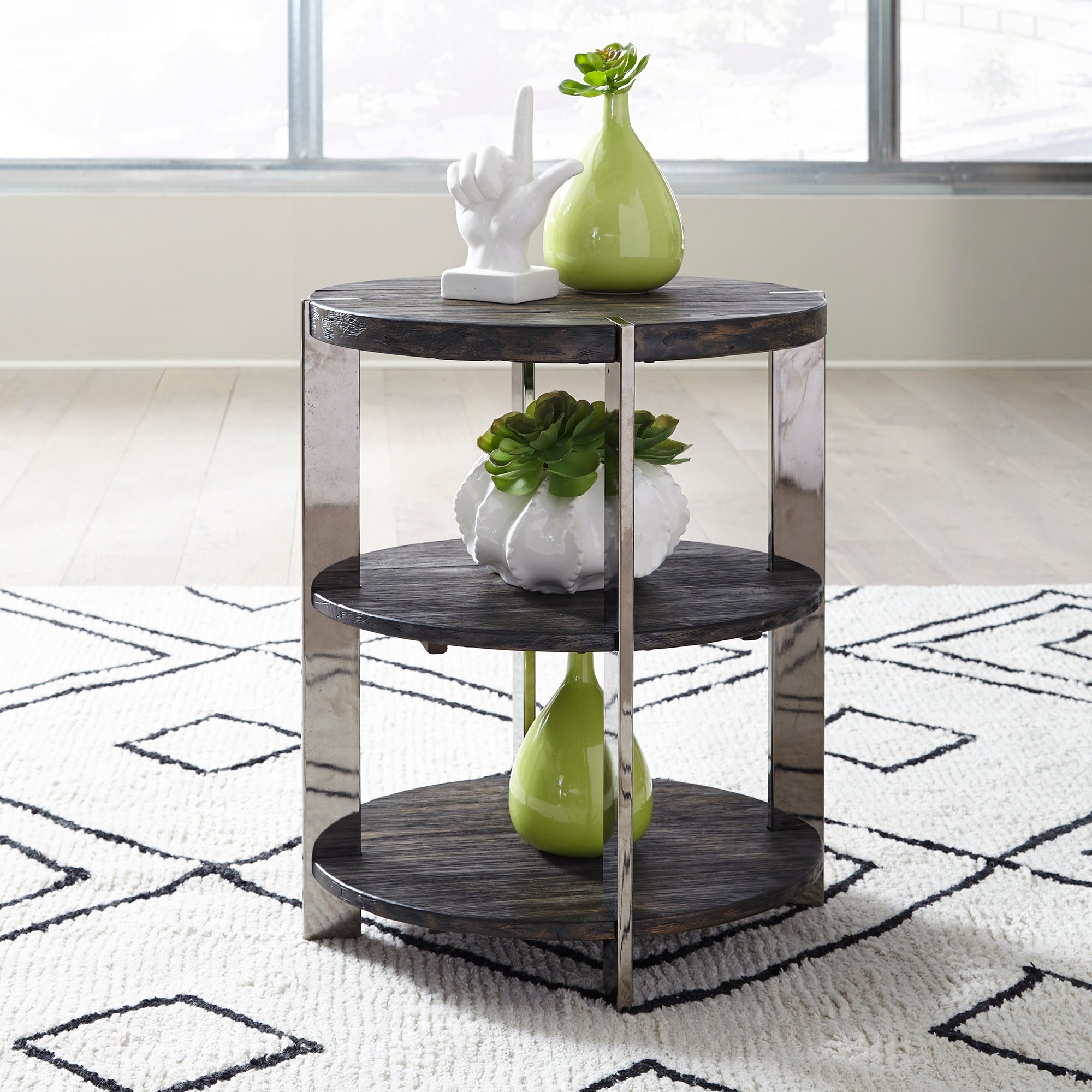 Paxton Charcoal with Chrome Plated Metal Chair Side Table