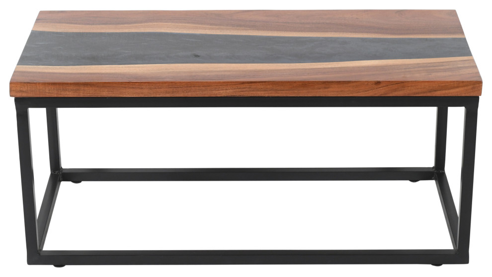 Iron Acacia Epoxy Top Coffee Table   Industrial   Coffee Tables   by SeventhStaRetail  Houzz