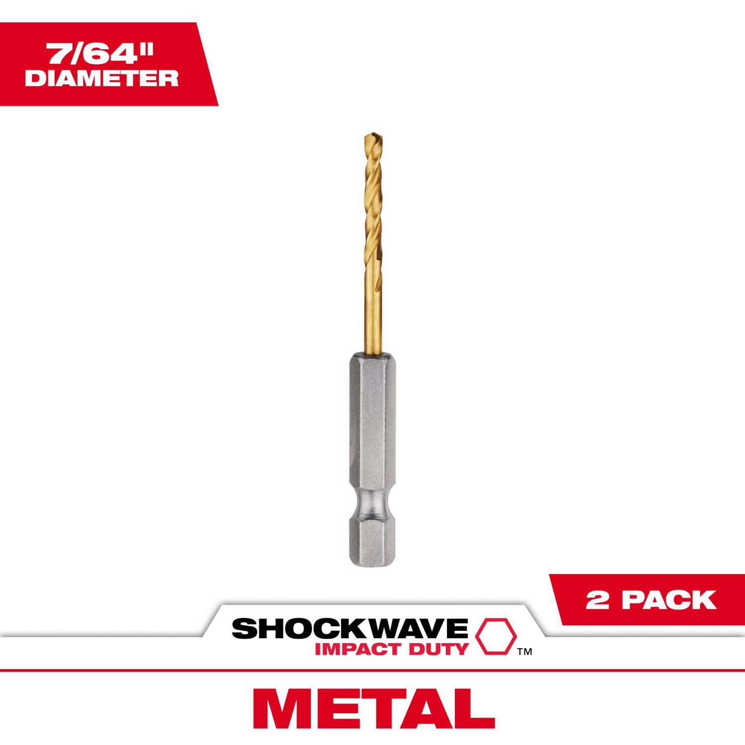 MW Shockwave 7/64 in. X 2.52 in. L Titanium Red Helix Drill Bit 2 pc