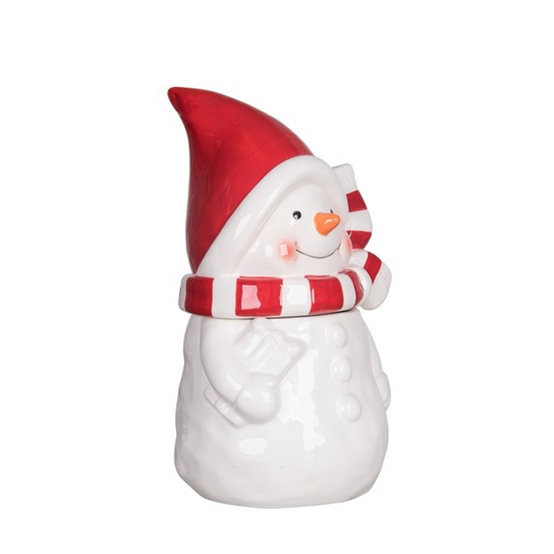 Transpac Dolomite 11 9 In Multicolor Christmas Snowman With Scarf Cookie Jar