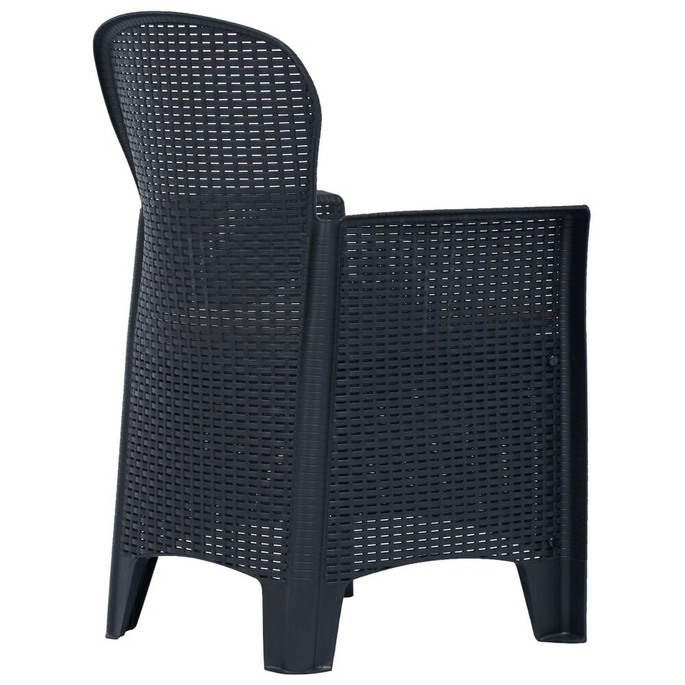 vidaXL Patio Chairs 2 Pcs Dining Single Chair with Cushion Plastic Rattan Look   23.2\