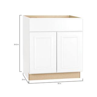 Hampton Bay Hampton 30 in. W x 24 in. D x 34.5 in. H Assembled Base Kitchen Cabinet in Satin White with Drawer Glides KB30-SW