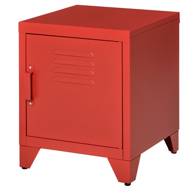 Homcom Industrial End Table Living Room Side Table With Locker style Door And Adjustable Shelf