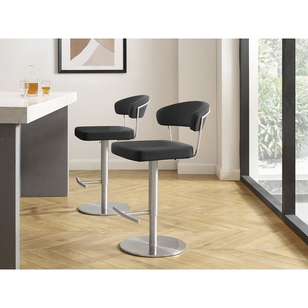 FAIRMONT bar stool with brushed stainless steel base.