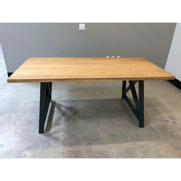 2xhome Table ONLY!! Natural Light Brown Wood Modern Table Steel Frame Metal Dining Table 71