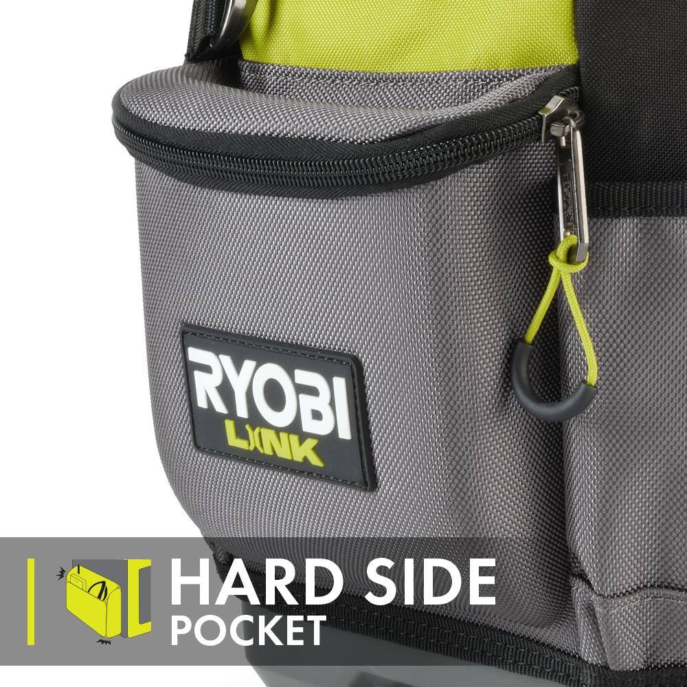 RYOBI LINK 17 in. Tool Bag with Tool Organizer Including Tape Measure Clip and Synching Level Straps STM601