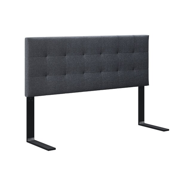 Boyd Sleep Any-Bed Upholstered Adjustable Wall Panel Bed Headboard， QN Black Leather - - 34650089