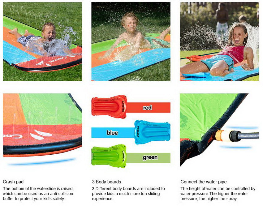 16' Slip and Slide Water Slide for Kids and Adults Inflatable Slide Surf Ride TY18