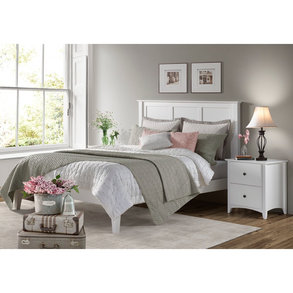 Shaker Style 2 Drawer Night Stand   White Finish