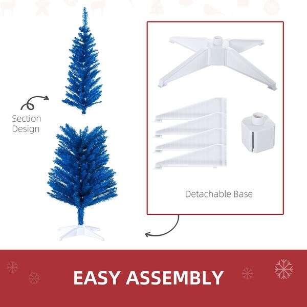 5FT Artificial Pencil Christmas Tree with 294 Realistic Branch Tips and Plastic Stand