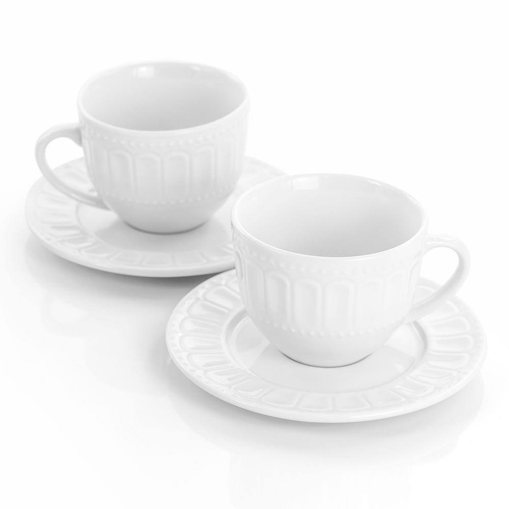 Elama 10 oz. Charlotte White Porcelain Mug (Set of 6) 985114769M