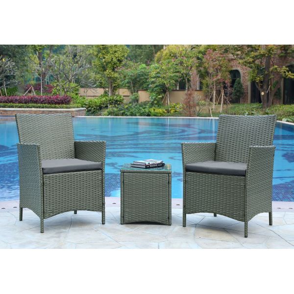 Imperia Patio 2- Person Seating Group with End Table with Grey Cushions